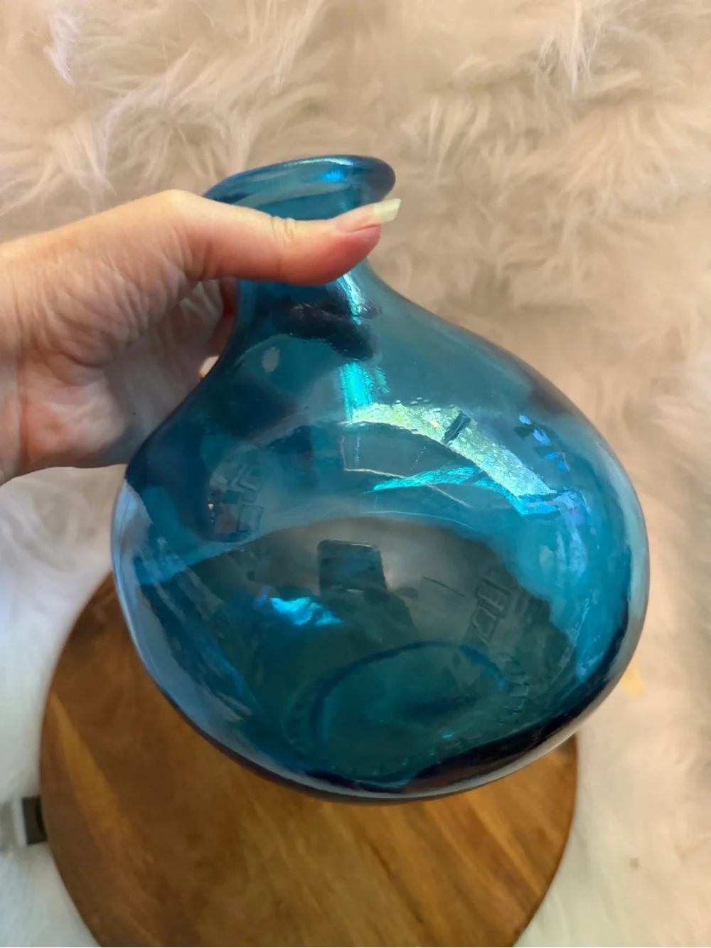 Handblown Blue Glass Decorative Vase - Home Accents